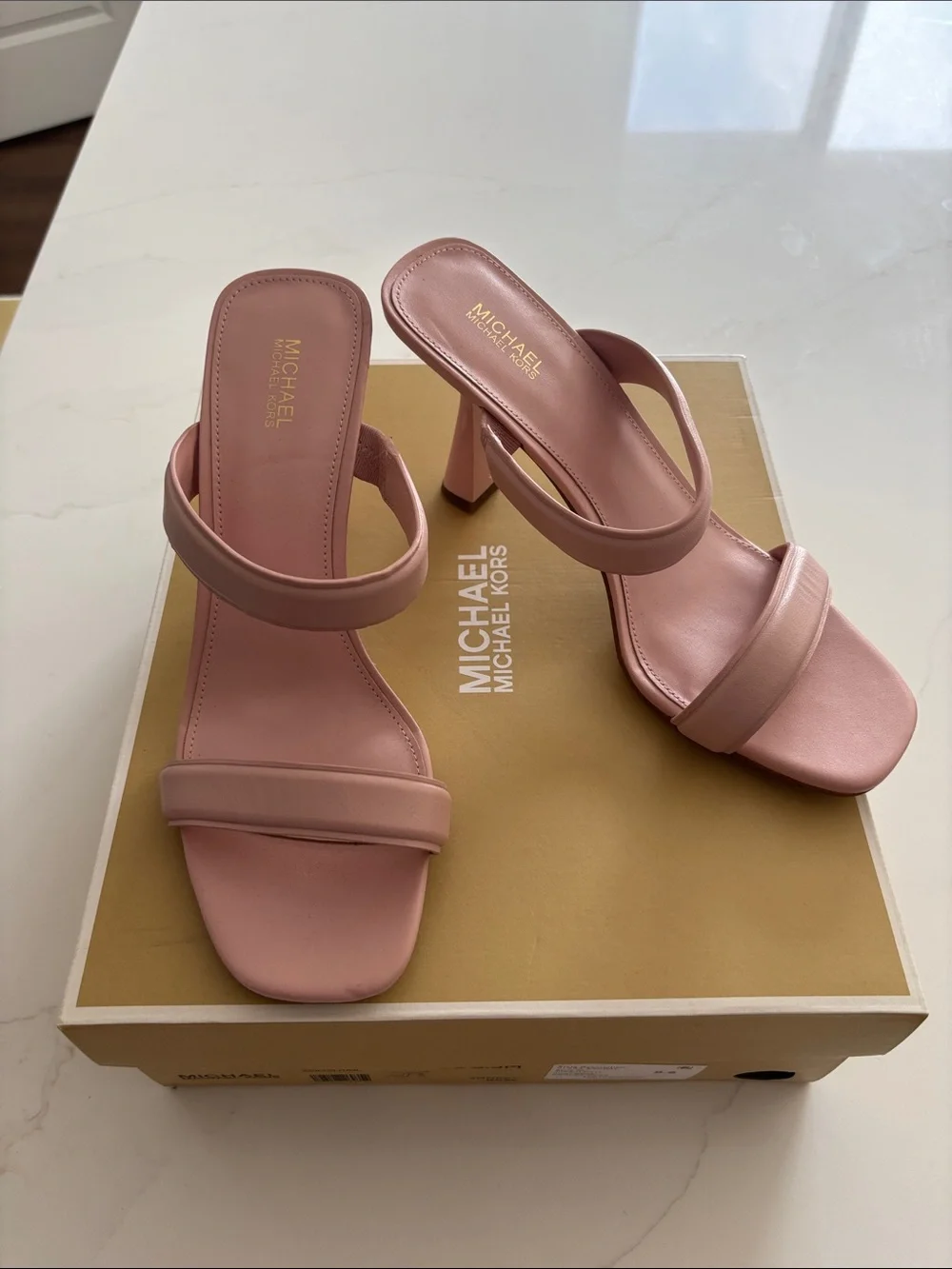 Michael Kors Smokey Rose Dual-Strap Leather Heeled Slide